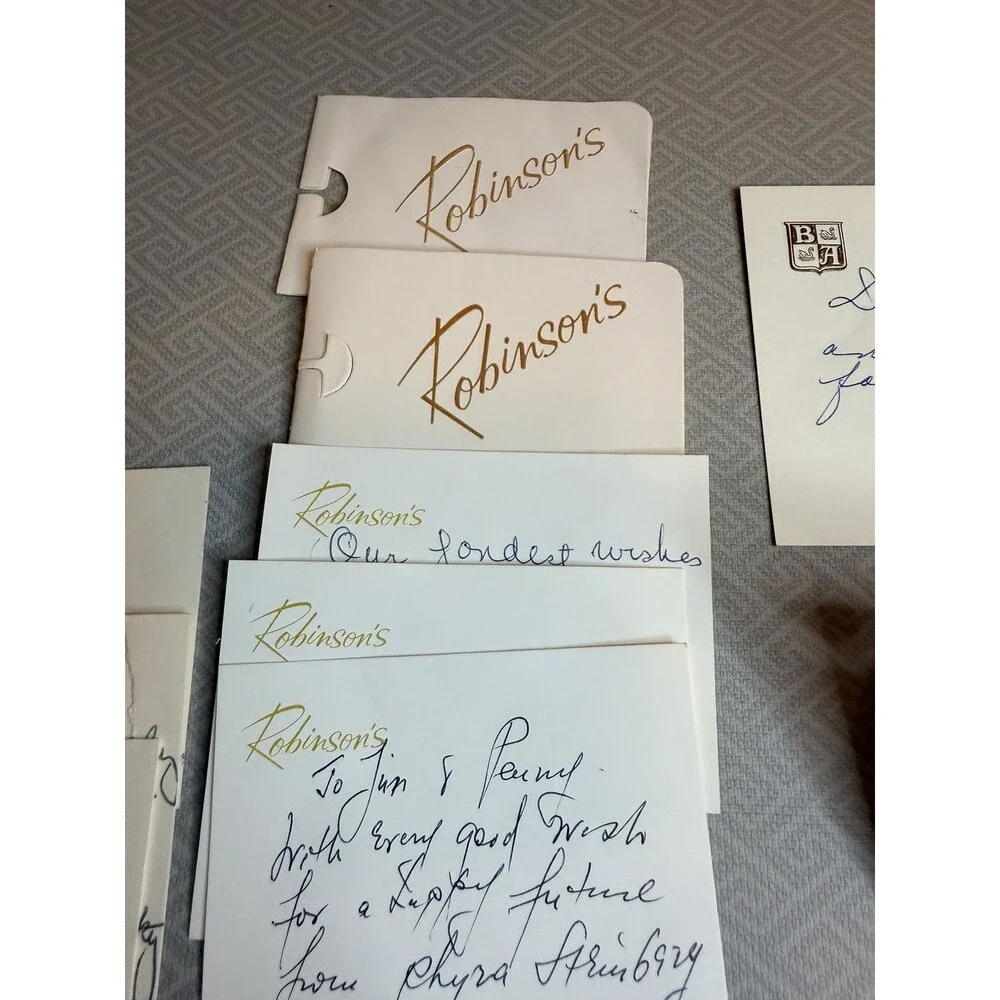 Vintage 1965 LA Dept Store Gift Enclosures Note Cards Lot Saks Bullock's MCM